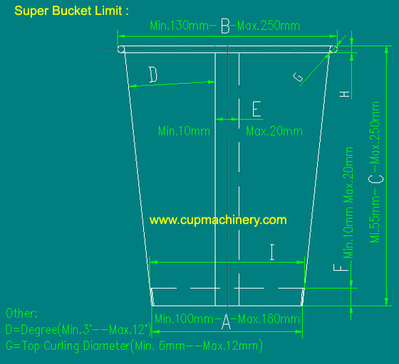 paper bucket dimensions